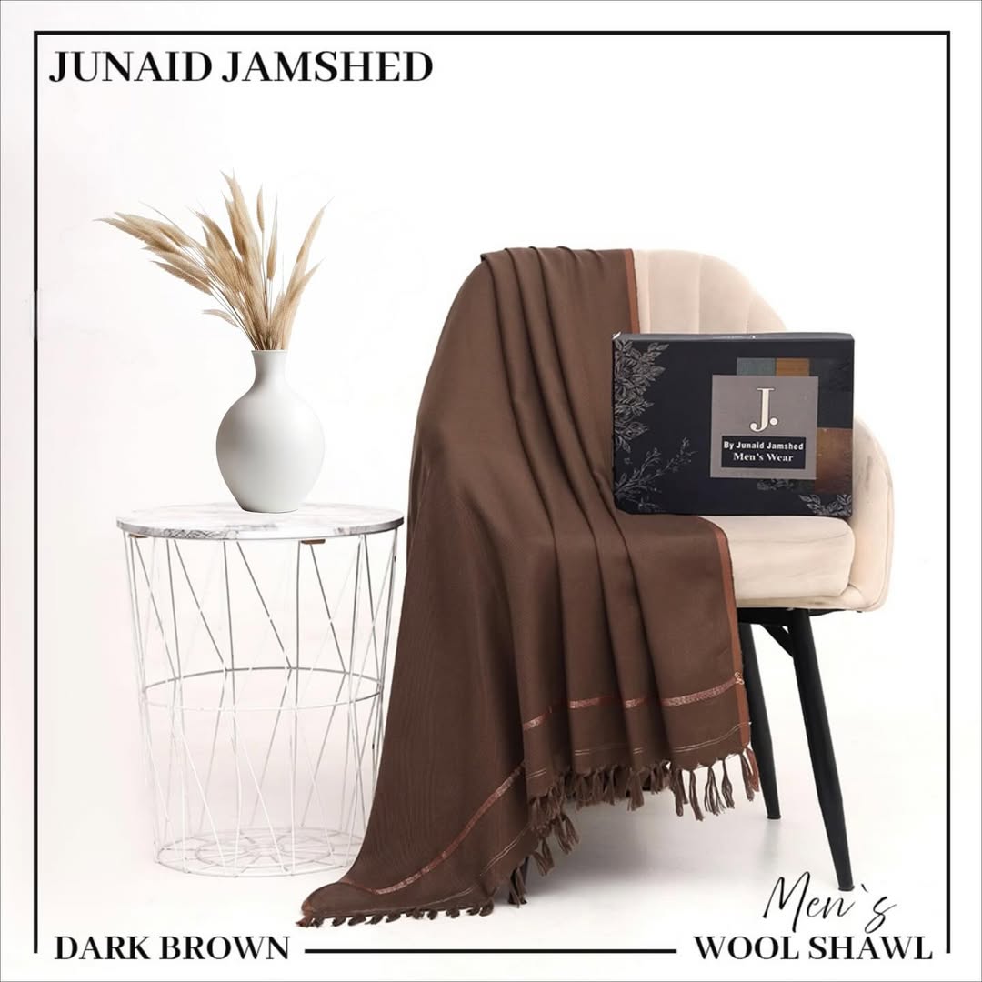 J. Premium Gents Wool Shawl – Dark Brown