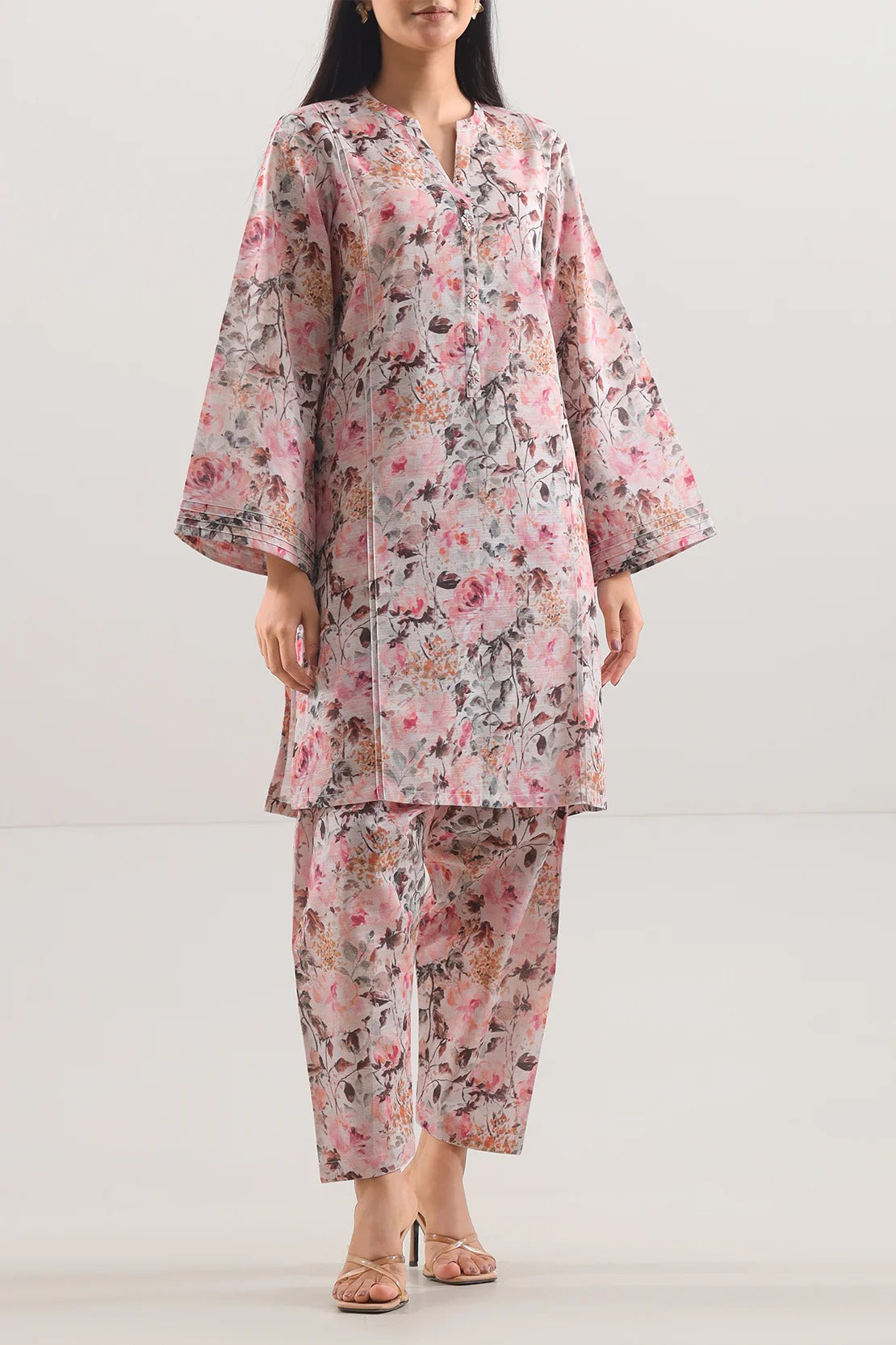 Saya Premium Khaddar 2-Piece Suit – Soft Pastel Abstract Floral Printed Cotton Khaddar Shirt & Trouser